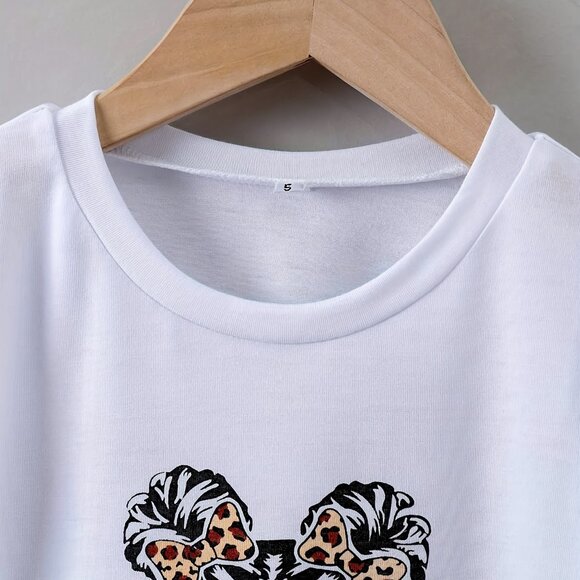 Toddler Girls Solid KIDLIFE Print Short Sleeve T-shirt Comfy Tees For Summer - Picture 2 of 5